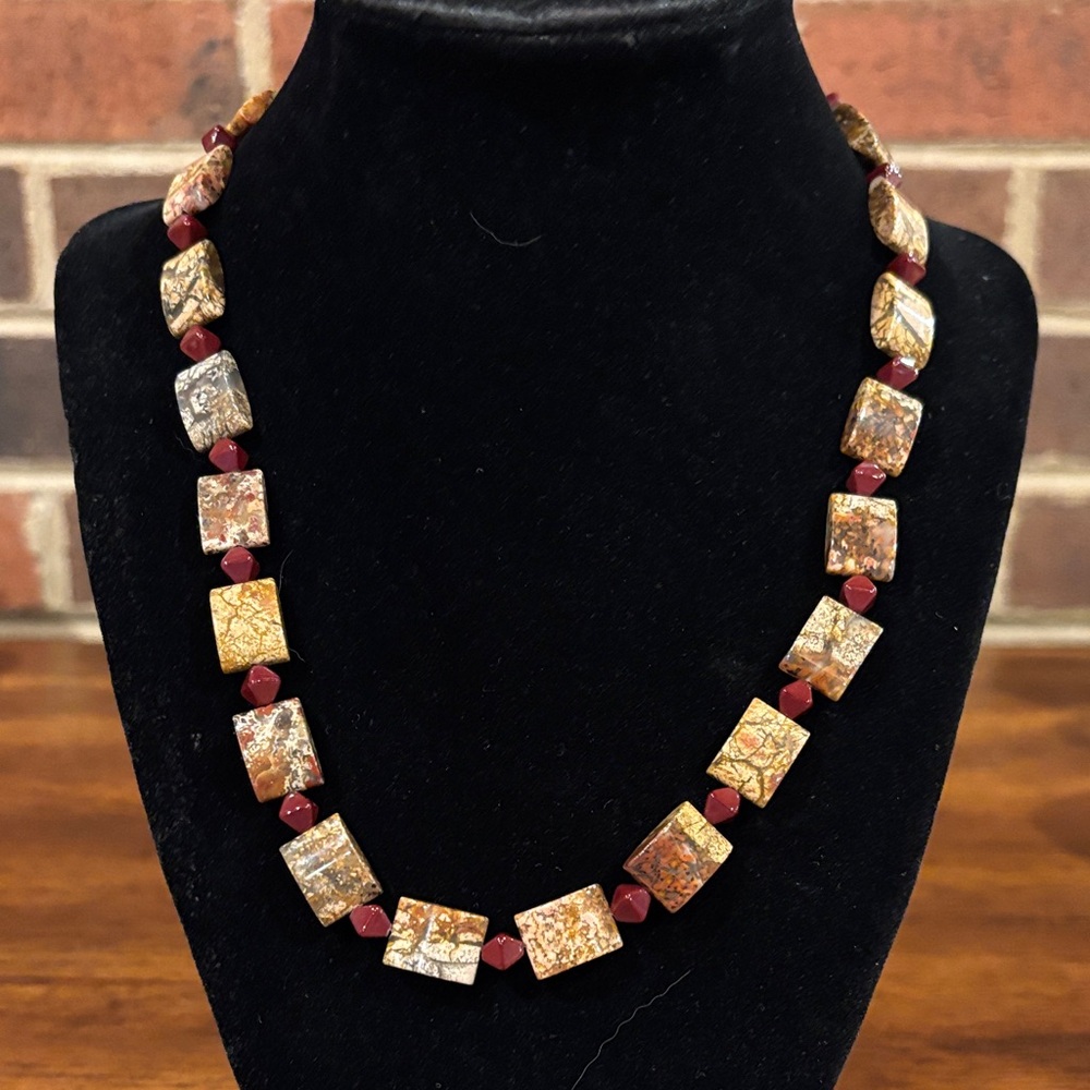 Artisan Stone and Bead Necklace. 18 inches long. Beautiful condition.